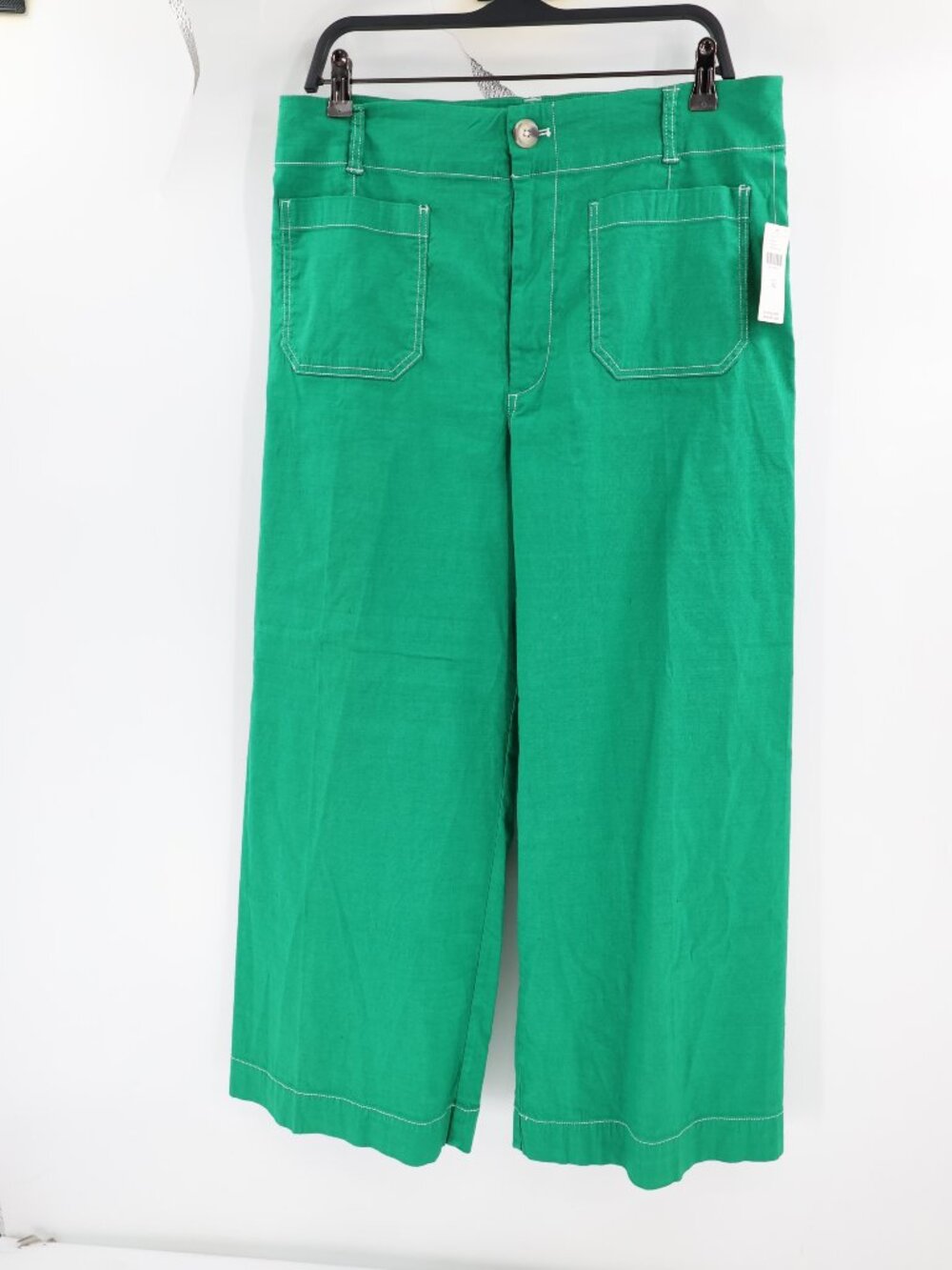 NWT Anthropologie Maeve Colette Pants Womens 32 Wide Leg Crop Linen Blend Green